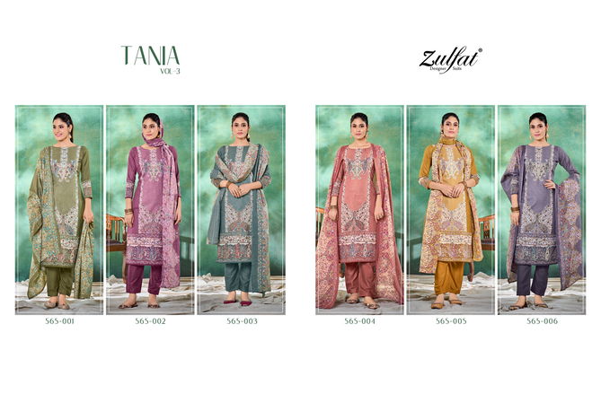 Tania Vol 3 By Zulfat Handwork Cotton Printed Dress Material Collection
